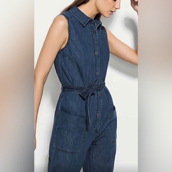 Buttery Soft Denim Blue Pocket Romper Jumpsuit - Picture 3 of 10